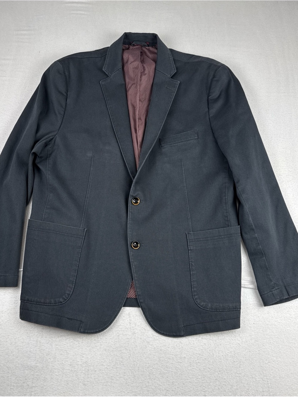 Johnston Murphy Mens Gray Cotton Blend Blazer Chore Jacket XL 44R Lightweight